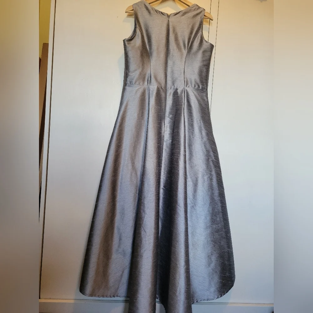 eshakti Embroidered Silver High-Low Hem Formal Gown - Picture 3 of 4